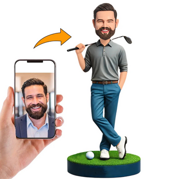 Hombre de Negocios con Palos de Golf Figuras Personalizadas con Base Grabado para Regalar
